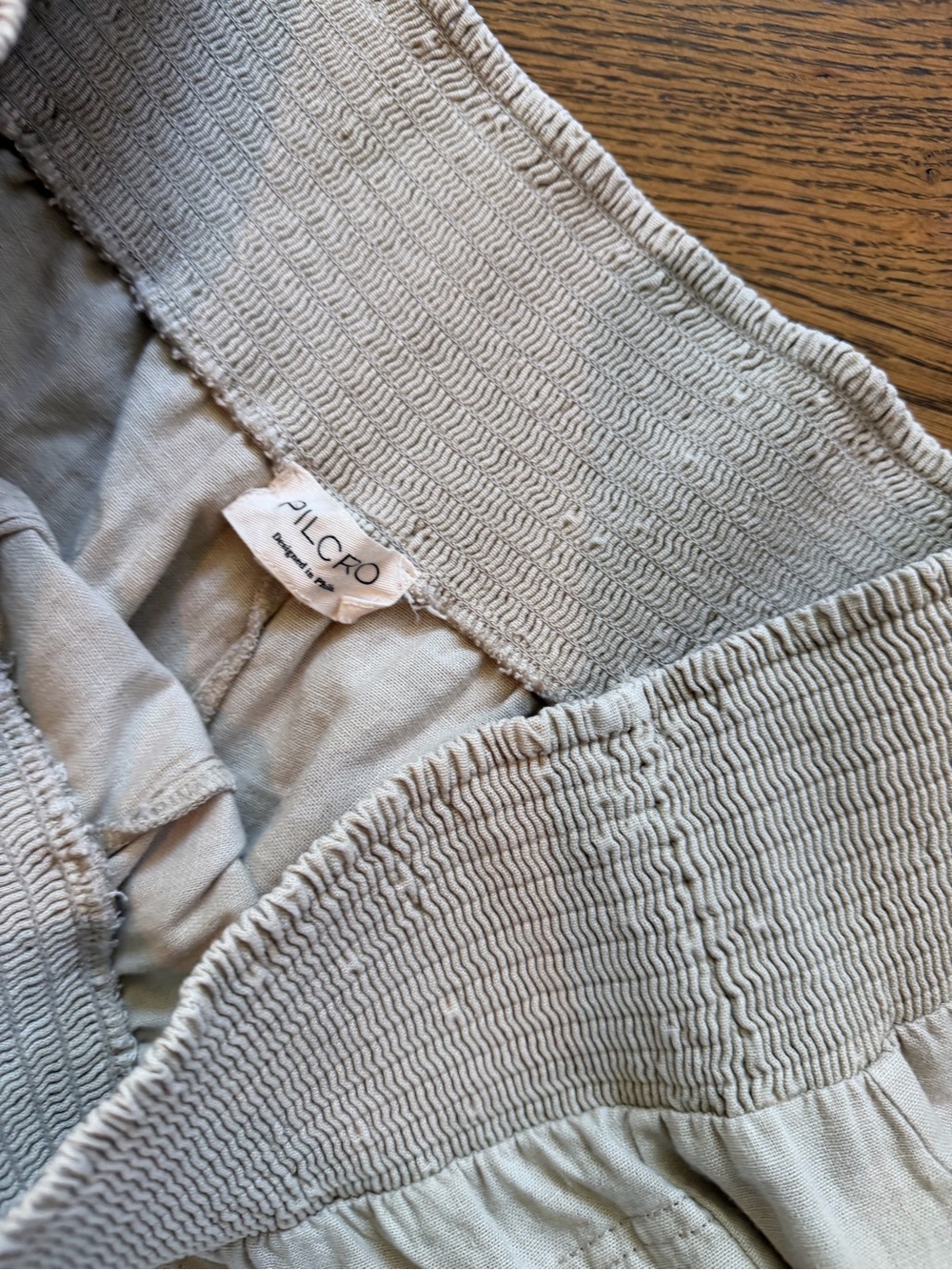 Anthropologie Light Beige Relaxed Elastic-Waist Pants Pilcro large - Picture 4 of 4